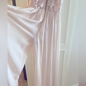Wedding Jumpsuit Flowy lined dressy romper party/ wedding attire pale blush